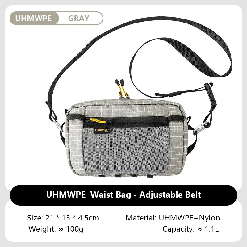 Dyneema Fiber Waist Pack - 1.1L Ultralight Waterproof Multi-Pocket Bag for Cycling, Running, Hiking & Camping