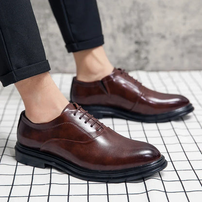 Men’s Classic Leather Oxford Shoes - Retro Casual Business, Office & Wedding Dress Shoes