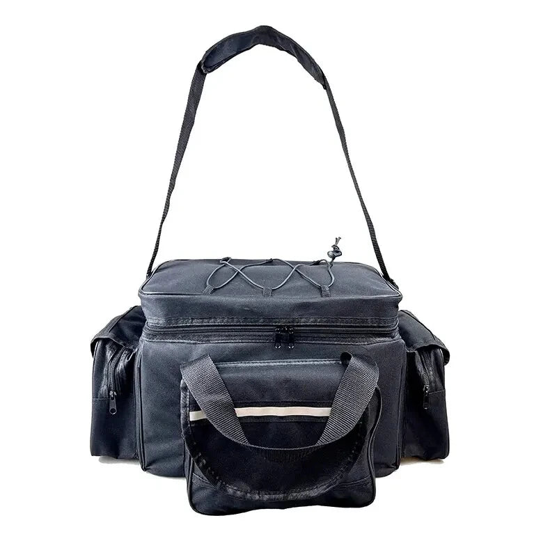 50x30x25cm Waterproof Nylon Fishing Bag – Large Capacity Multi-Purpose Two-Layer Shoulder Tackle Bag for Outdoors