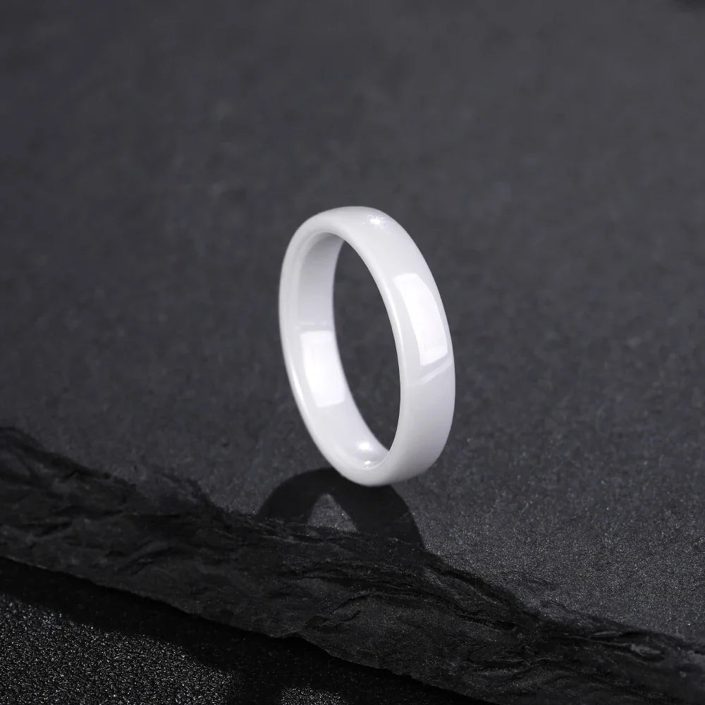 Kolmnsta White Ceramic Rings – 2mm, 4mm, 6mm Polished Anti-Allergy Wedding & Engagement Bands for Men & Women