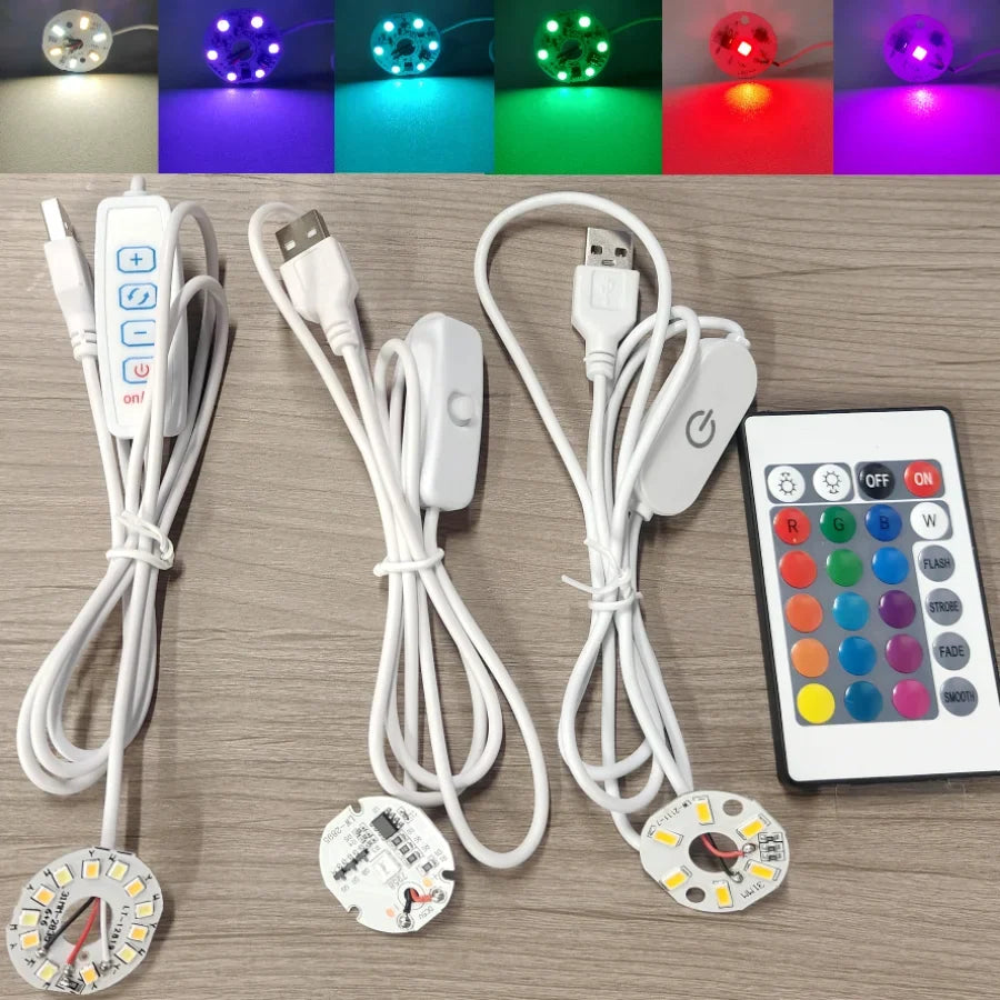 5V USB RGB LED Light Board - Dimmable Touch Control Gradient Light with Remote for DIY Model Displays
