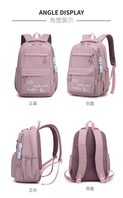 Teen Girls School Backpack | Pink Waterproof Bag for Primary & Middle School Students
