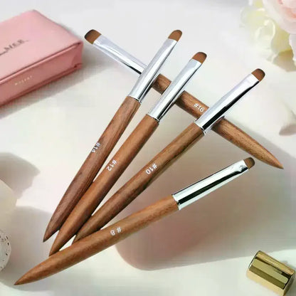 French Nail Art Drawing Brush - Versatile Flower Design Manicure Pen with Sandalwood Handle for Nail Art & Detailing