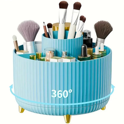 360° Rotating Makeup Brush Holder - 5 Slot Cosmetic Organizer for Brushes, Skincare & Vanity Storage