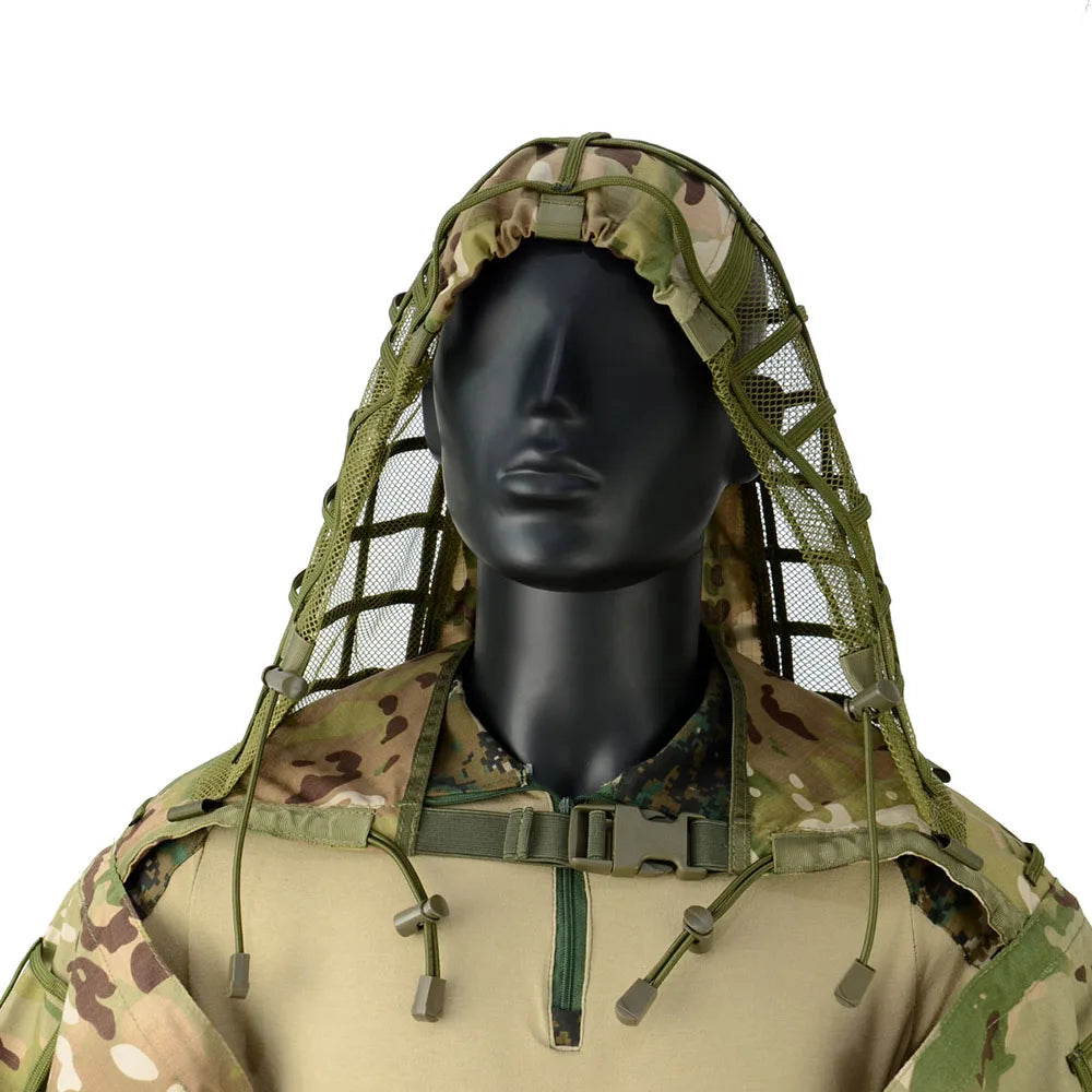 Ghillie Suit Tactical Sniper Coat – Viper Hood Camouflage Clothing for Airsoft, Paintball & Hunting, Ripstop Fabric