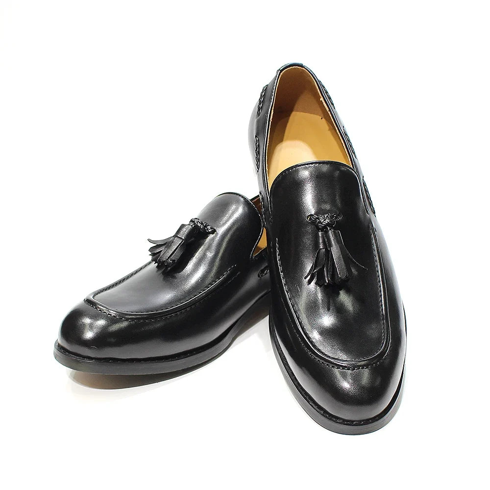 Men’s Italian Style Leather Loafers - Tassel Slip-On Wedding, Party & Office Dress Shoes