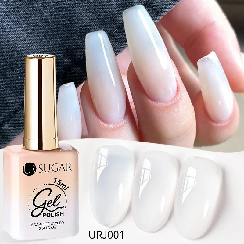 UR SUGAR 15ml Jelly Gel Polish - Milky White Translucent UV Soak Off Nail Art Varnish
