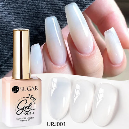 UR SUGAR 15ml Jelly Gel Polish - Milky White Translucent UV Soak Off Nail Art Varnish