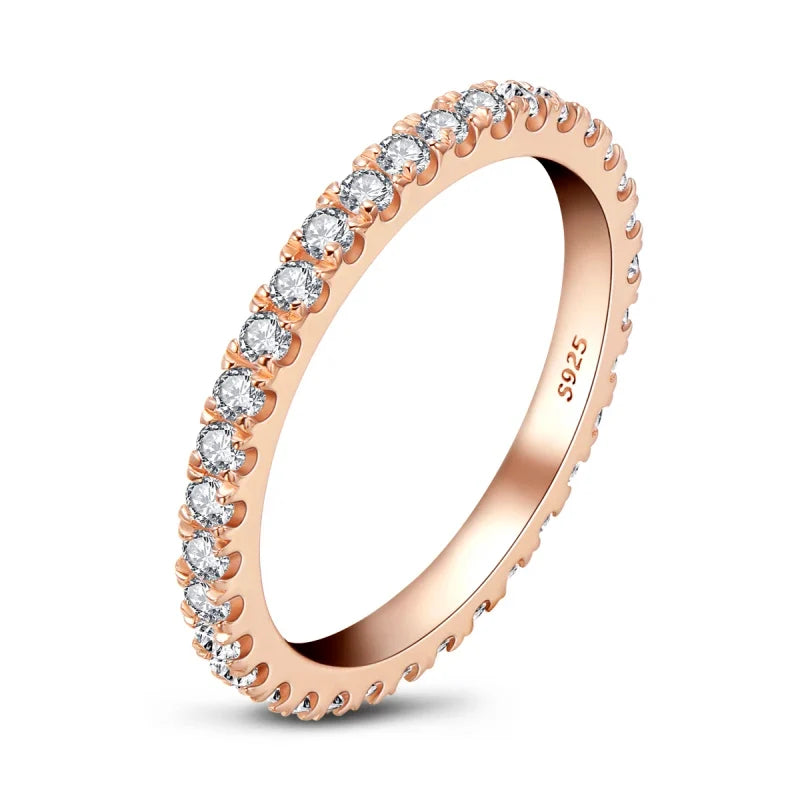 925 Sterling Silver Eternity Band Ring - CZ Diamond Promise Engagement Wedding Jewelry for Women & Men