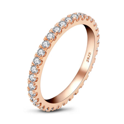 925 Sterling Silver Eternity Band Ring - CZ Diamond Promise Engagement Wedding Jewelry for Women & Men