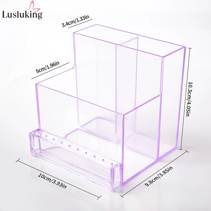 Translucent Nail Drill Machine Organizer | 3-Row Acrylic Storage for Nail Bits & Tools