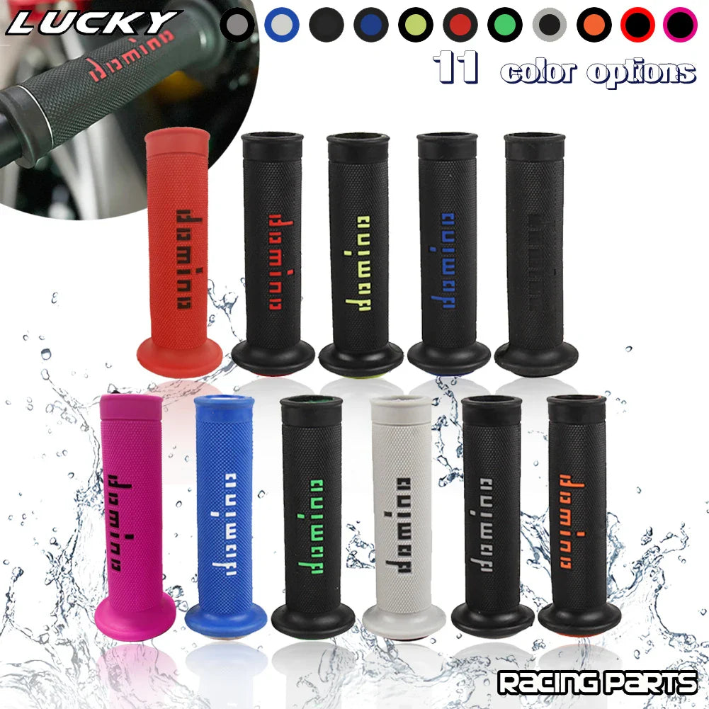 7/8" (22/24mm) Gel Rubber Domino Motorcycle Handlebar Grips — Universal for KTM Yamaha Pit Bike Motocross (9 Colors)