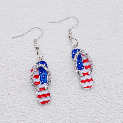 USA Flag Hat Wing Charms Earrings - Patriotic 4th of July Rainbow Flag Dangle Jewelry for Women & Girls