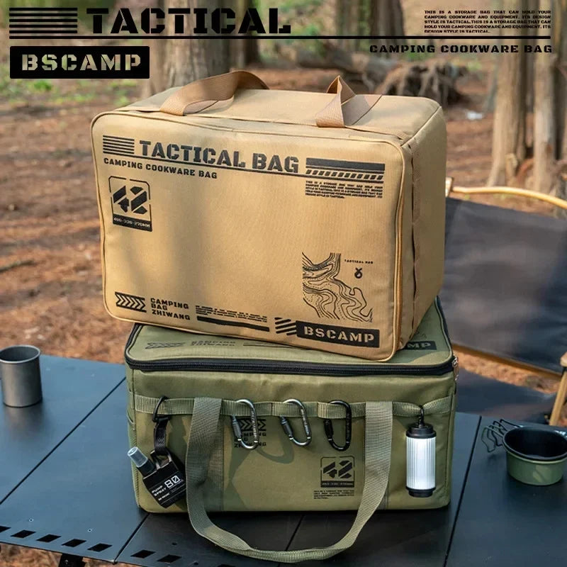 Insulated Tactical Camping Bag - Waterproof Foldable Outdoor Picnic & Tableware Storage Bag, 30L/42L/56L Large Capacity