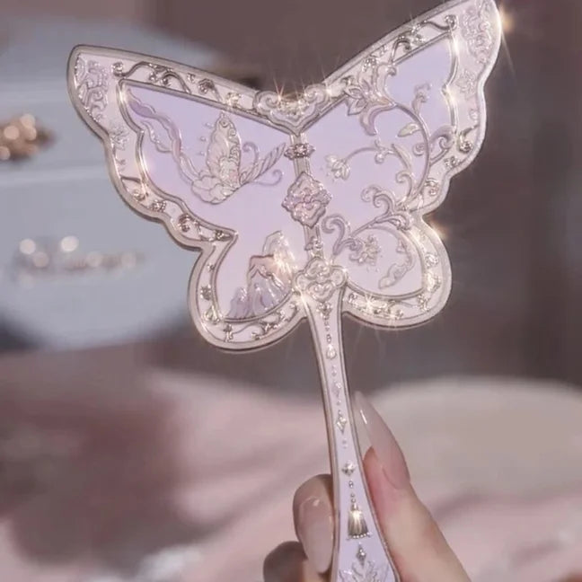 Flower Knows Angel Series Handheld Mirror – White, Black & Pink Compact Mirror