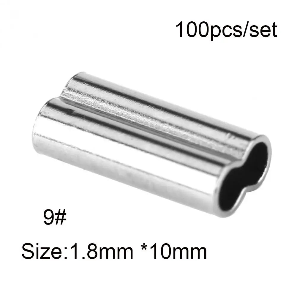 100PCS Fishing Crimping Sleeves - Single & Double Barrel Tackle Line Connectors
