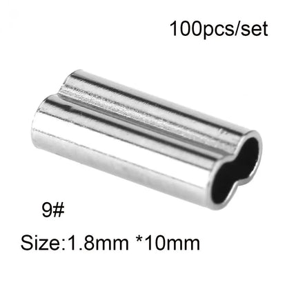 100PCS Fishing Crimping Sleeves - Single & Double Barrel Tackle Line Connectors