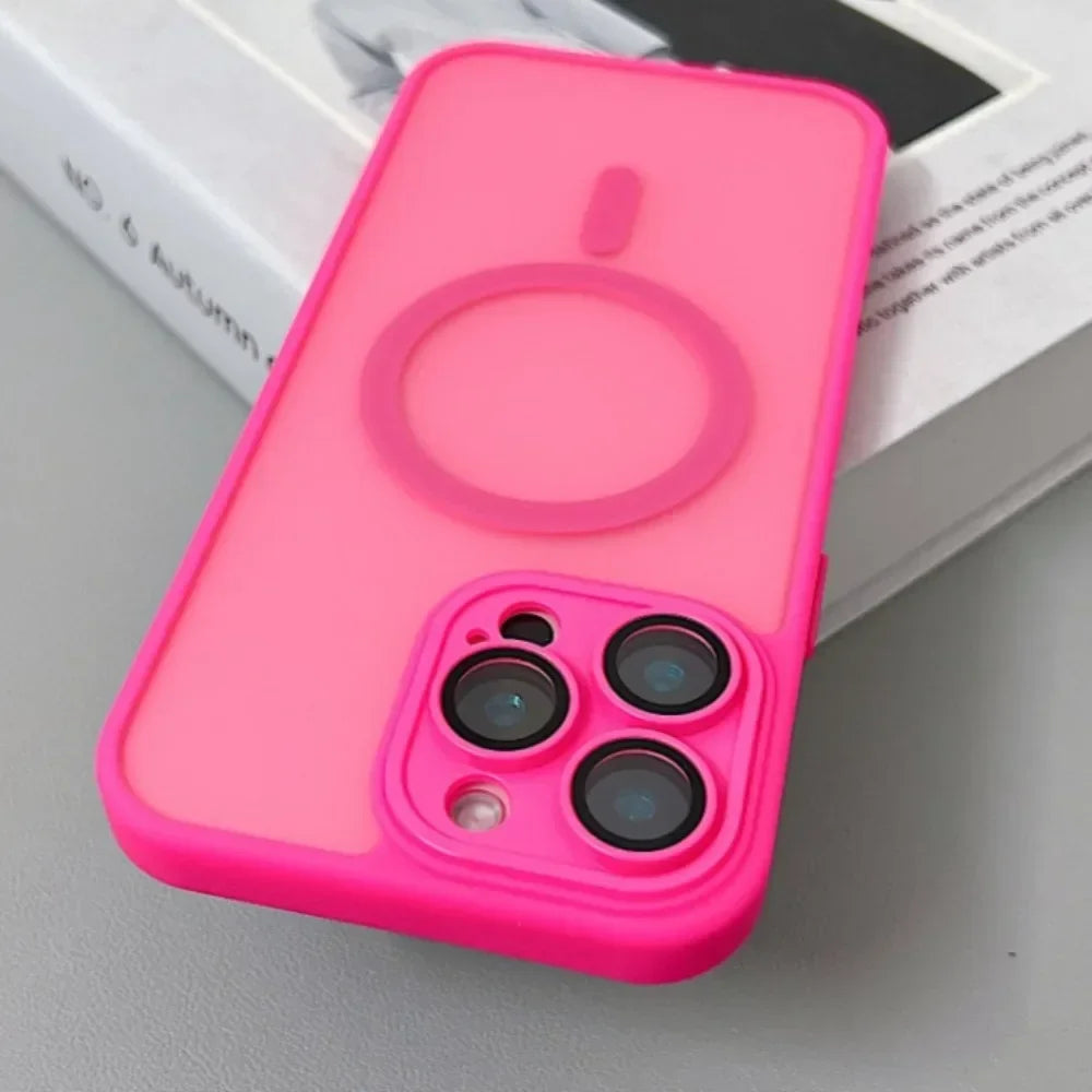 Magnetic Matte Translucent Armor Case – Shockproof Cover for iPhone 17, 16, 15, 14, 13, 12, 11 Pro Max Plus with MagSafe Wireless Charging