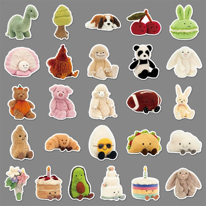 Cute Cartoon Plush Stickers - 10/51pcs Rabbit Bear Penguin Decals for Kids DIY Decor Guitar Car Bike Wall Art