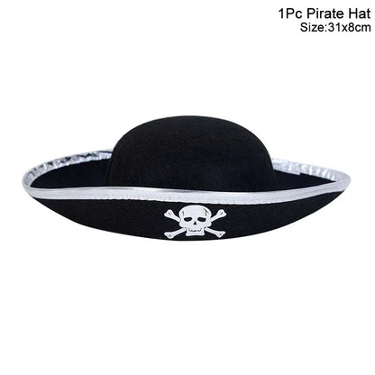 Pirate Party Costume Set - Eye Patch, Coins, Skull Hat & Birthday Decoration Accessories for Kids