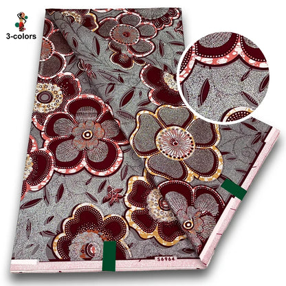 100% Cotton African Wax Print Fabric - Soft Golden Ankara Pagne for Nigerian Fashion & Traditional Wear