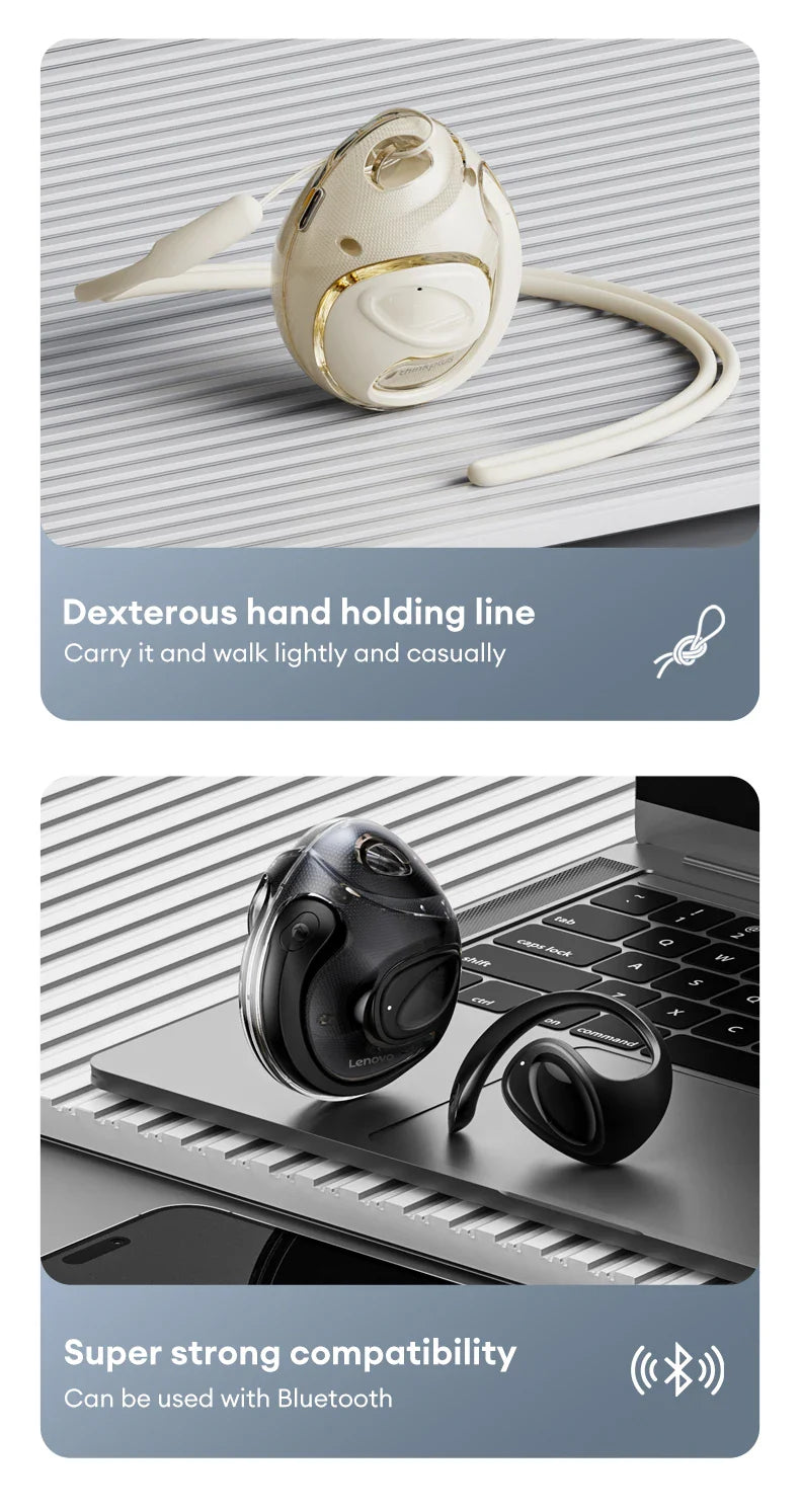 Lenovo X15 PRO Ⅱ OWS Bluetooth 5.4 Earphones – Sport Earbuds with Ear Hook, HD HiFi Surround Sound Headphones