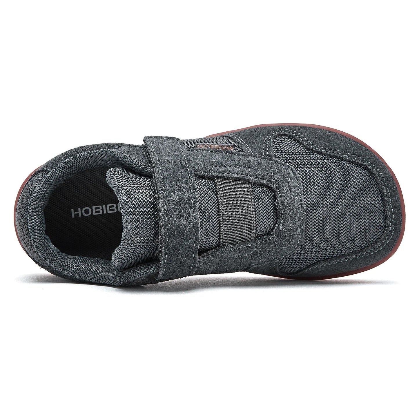 HOBIBEAR Kids Wide Toe Barefoot Shoes – Minimalist Hook & Loop Sneakers, Lightweight Artificial Leather Mesh for Little & Big Kids