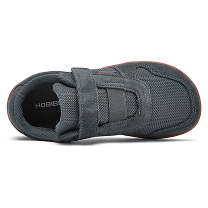 HOBIBEAR Kids Wide Toe Barefoot Shoes – Minimalist Hook & Loop Sneakers, Lightweight Artificial Leather Mesh for Little & Big Kids
