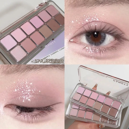 12-Color Matte Eyeshadow Palette – Low Saturation Tea & Apricot Shades, Long-Lasting Daily Eye Makeup