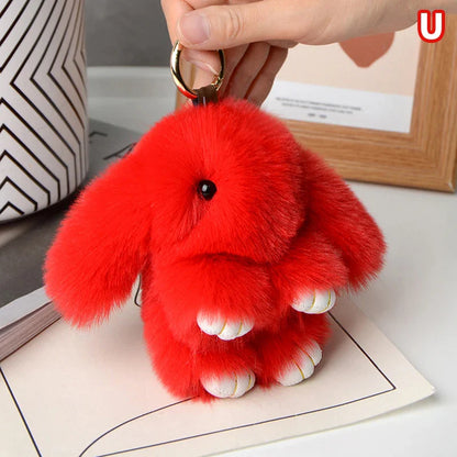 15cm Rabbit Fur Keychain – Fluffy Bunny Pendant for Women’s Bags, Car Keys & Decorative Accessories Gift