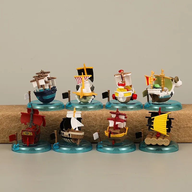 One Piece Anime Mini Figures Set - 8PCS Luffy Zoro Sanji Pirate Ship PVC Action Figures Collectible Toys Gift