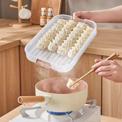 JUSTINLAU Dumpling Storage Box - Multi-Layer Stackable Food Container with Sealed Fresh-Keeping Design for Kitchen Storage