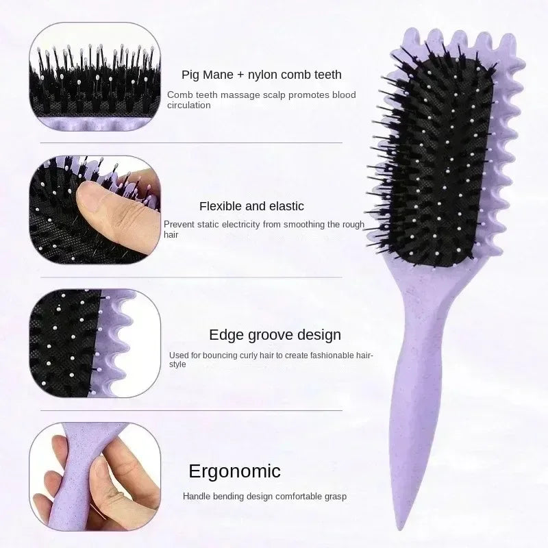 Curly Hair Styling Brush - Tangle-Free Curl Shaping Comb for Men & Women
