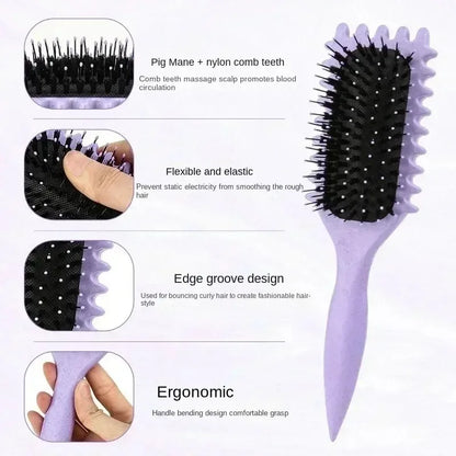 Curly Hair Styling Brush - Tangle-Free Curl Shaping Comb for Men & Women