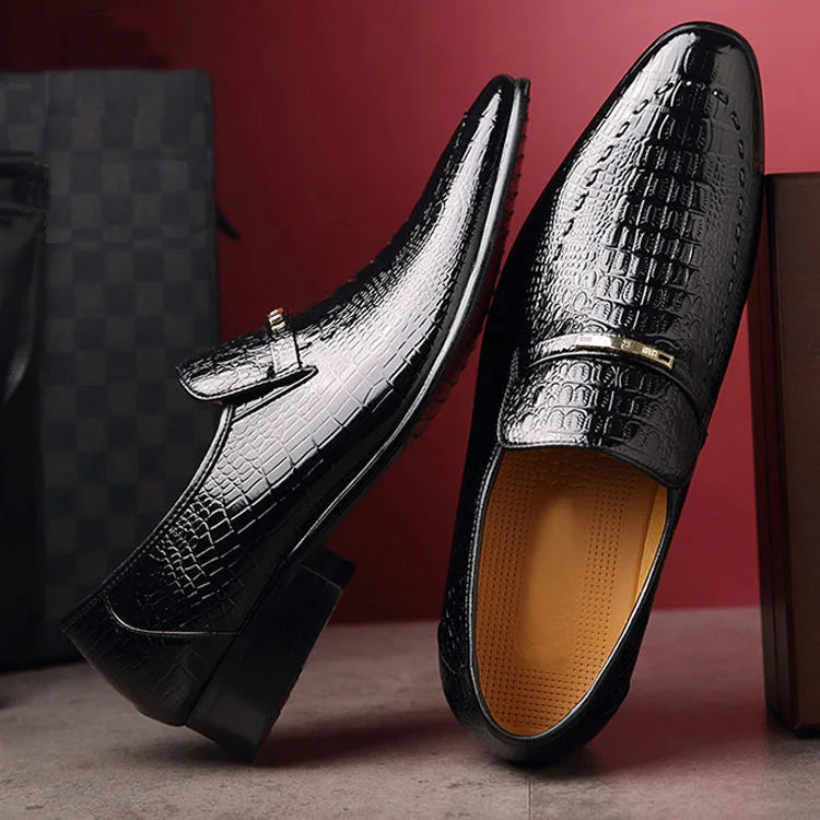 Men’s Luxury Patterned PU Leather Dress Shoes - Stylish Business, Casual, Social & Wedding Formal Footwear