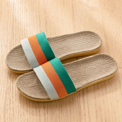 Unisex Fabric Summer Slippers – Breathable Soft Slip-On Indoor Home Shoes
