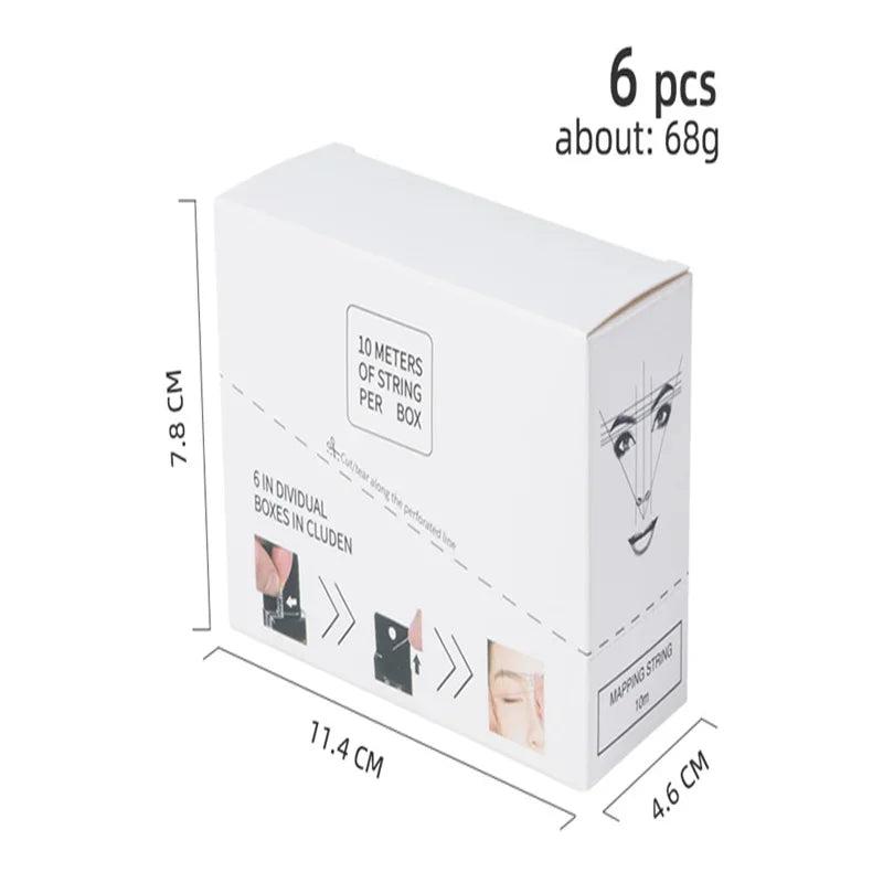 6PCS Microblading Pre-Ink Mapping String – Semi-Permanent Eyebrow Positioning & PMU Measurement Tool