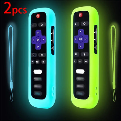 Luminous Silicone Remote Cover - Glow Protective Case with Rope for TCL Hisense Roku TV Remote Control