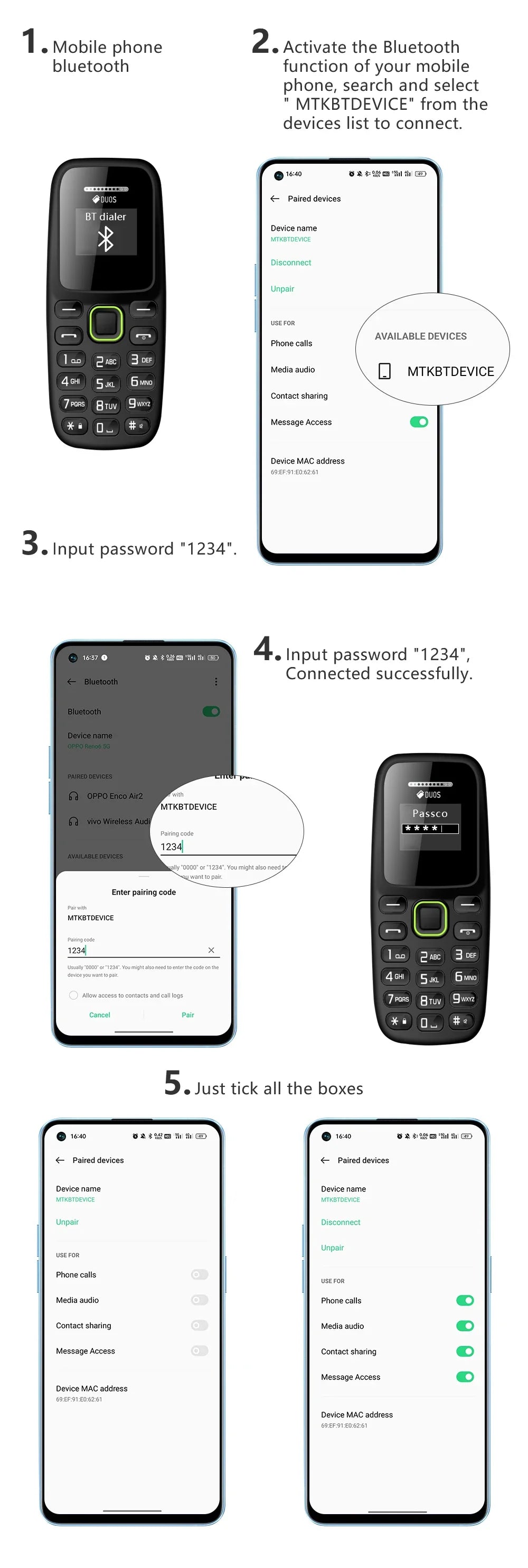 SERVO BM310 Mini Mobile Phone – Dual SIM, Call Recording, Magic Voice, Blacklist, MP3 Player, 2G Tiny Button Cellphone