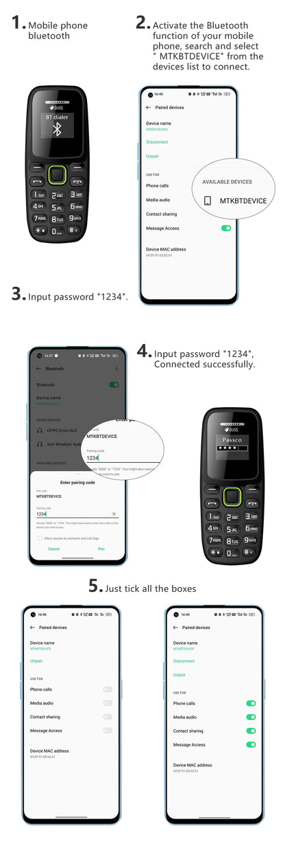 SERVO BM310 Mini Mobile Phone – Dual SIM, Call Recording, Magic Voice, Blacklist, MP3 Player, 2G Tiny Button Cellphone