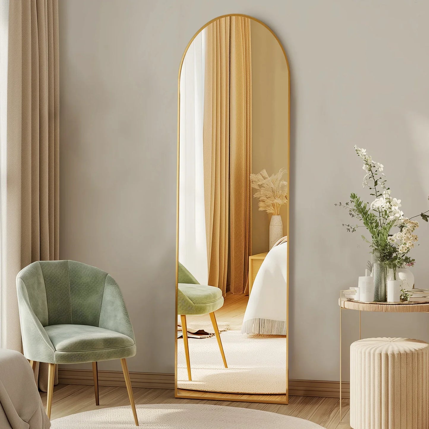 Full Body Wall Mirror 59"x16" – Standing or Wall-Mounted with Aluminum Alloy Frame for Bathroom & Bedroom