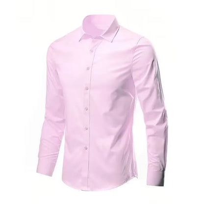 Men’s Wrinkle-Resistant Long Sleeve Shirt - Breathable Slim Fit Business Shirt for Spring & Autumn