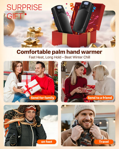 2-Pack Rechargeable Hand Warmers 2000mAh – Electric Pocket Heater for Christmas, Outdoors, Hunting, Golf & Camping