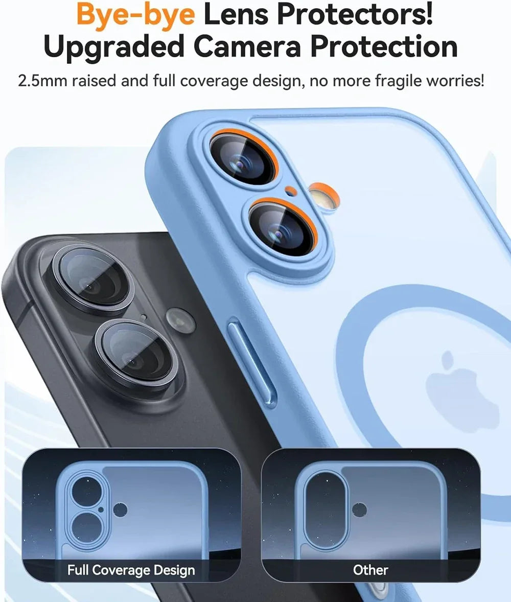 Magnetic Matte Translucent Armor Case – Shockproof Cover for iPhone 17, 16, 15, 14, 13, 12, 11 Pro Max Plus with MagSafe Wireless Charging