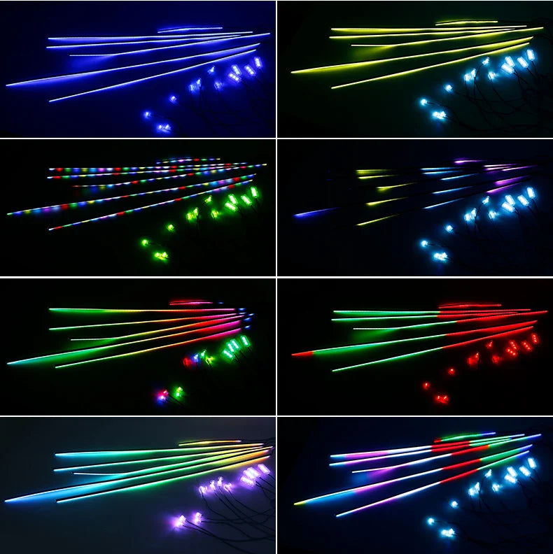 10/14/18-in-1 LED Car Ambient Lights – 213 64 Color RGB Bluetooth Rainbow Acrylic Strips, Atmosphere Lamp Kit 12V