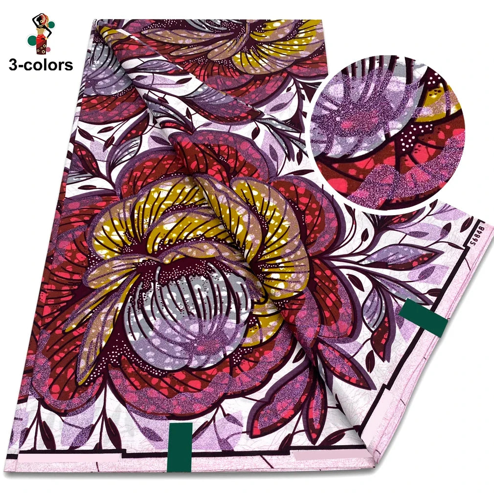 Premium Gold Print Pagne Fabric - 100% Cotton African Real Wax Ankara Grand SUP Nigerian Fabric