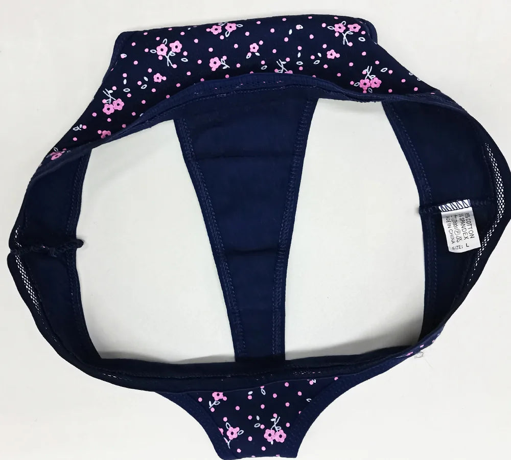 5 Pcs Women’s Cotton Thong Panties Set - Sexy Dot Star Print G-String Tanga Lingerie Intimate Underwear
