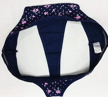5 Pcs Women’s Cotton Thong Panties Set - Sexy Dot Star Print G-String Tanga Lingerie Intimate Underwear