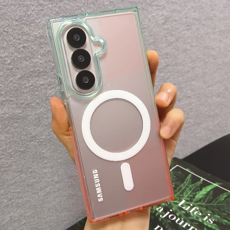 Magnetic Gradient Clear Case - 2-Piece Magsafe Wireless Charging Cover for Samsung Galaxy Z Fold 7/6/5/4/3 5G