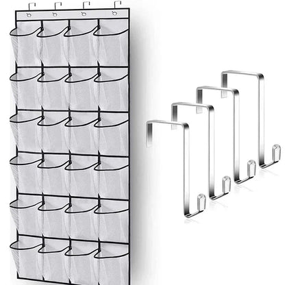 Over The Door Shoe Organizer - 12/24 Grid Large Mesh Pocket Hanging Rack for Closet Storage & Shoe Holder